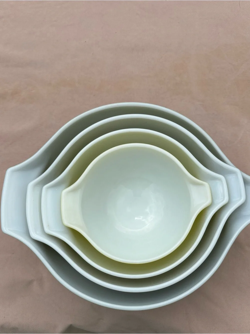 Vintage Pyrex Verde Cinderella Nesting Mixing Bowl Set from 1967 - 1972,